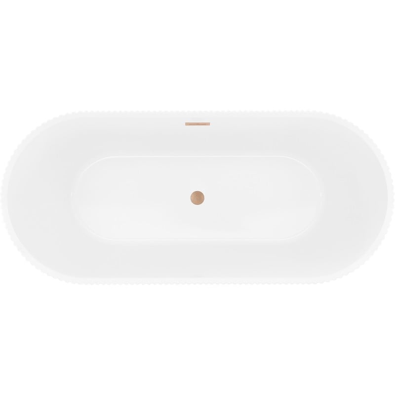 Mexen Yara banheira freestanding raiada 170 x 75 cm, branca/preta, transbordo cobre escovado - 52861707575-65