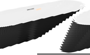 Mexen Yara vrijstaande geribbelde badkuip 170 x 75 cm, wit/zwart, overloop gun gray geborsteld - 52861707575-66