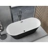Mexen Yara freestanding fluted bathtub 170 x 75 cm, white/black, black overflow - 52861707575-70