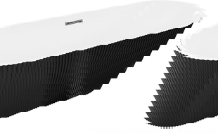 Mexen Yara freistehende, geriffelte Badewanne 170 x 75 cm, weiß/schwarz, Überlauf Gun Metal - 52861707575-95