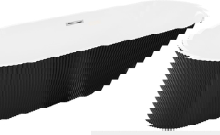 Mexen Yara banheira freestanding canelada 170 x 75 cm, branca/preta, transbordamento níquel escovado - 52861707575-97