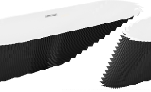 Mexen Yara fristående räfflat badkar 170 x 75 cm, vit/svart, nickelöverdel borstad - 52861707575-97