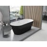 Mexen Yara freistehende gerillte Badewanne 170 x 75 cm, weiß/schwarz, Überlauf gebürstetes Nickel - 52861707575-97