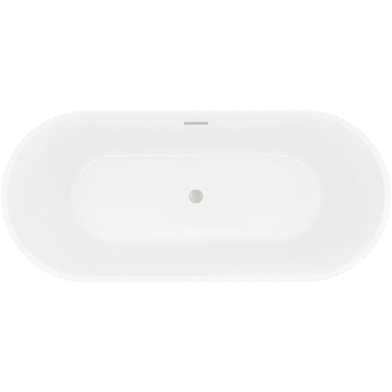 Mexen Yara baignoire autoportante rainurée 170 x 75 cm, blanc/noir, trop-plein nickel brossé - 52861707575-97