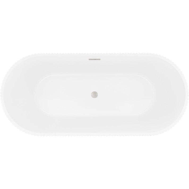 Mexen Yara banheira freestanding canelada 170 x 75 cm, branca/preta, transbordamento níquel escovado - 52861707575-97