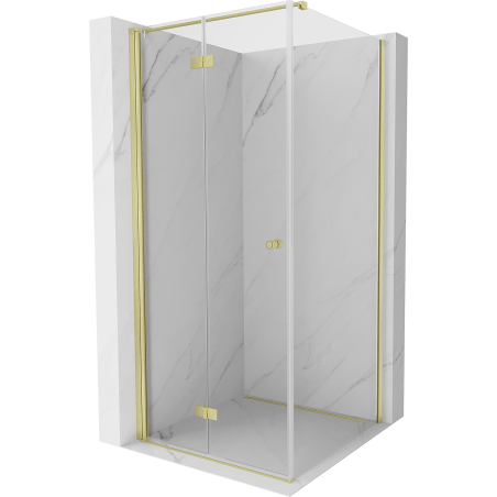 Mexen Mist-F T faltbare Duschkabine links 85 x 85 cm, transparent, gebürstetes Gold - 8A6T-085-085-55-00-L