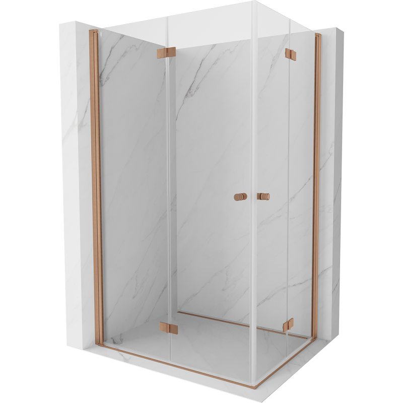 Mexen Mist-F Duo folding shower cabin 80 x 70 cm, transparent, brushed copper - 8A6-080L-070P-65-00