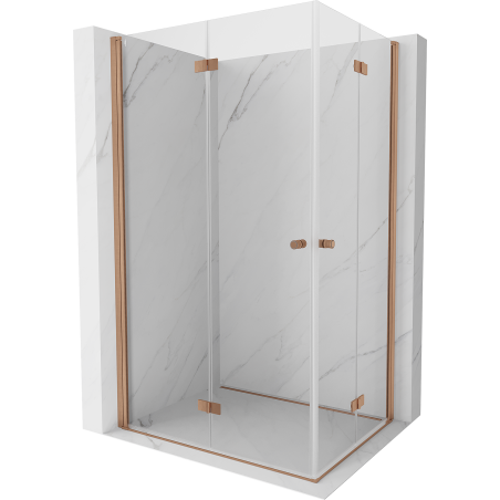 Mexen Mist-F Duo folding shower cabin 80 x 70 cm, transparent, brushed copper - 8A6-080L-070P-65-00