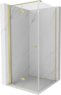 Mexen Mist-F vouwwand douchecabine links 90 x 90 cm, transparant, geborsteld goud - 8A6T-090-090-55-00-L
