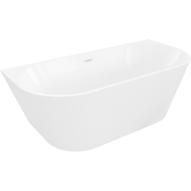 Mexen Oris vapaasti seisova seinään asennettava uurrettu kylpyamme 150 x 75 cm, valkoinen, valkoinen ylivuoto - 52871507500-20