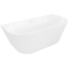 Mexen Oris freistehende wandnahe gerillte Wanne 150 x 75 cm, weiß, weißer Überlauf - 52871507500-20
