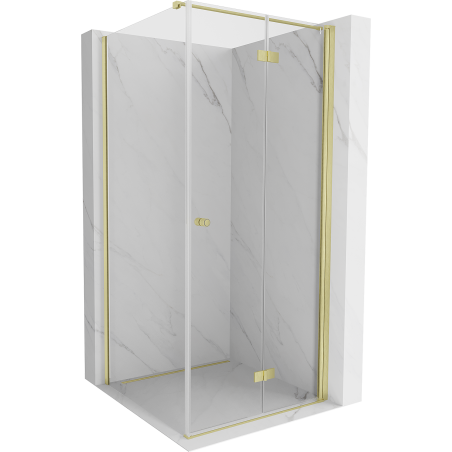 Mexen Mist-F T opvouwbare douchecabine rechts 80 x 80 cm, transparant, geborsteld goud - 8A6T-080-080-55-00-P