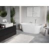 Mexen Oris freistehende wandnahe gerillte Wanne 150 x 75 cm, weiß, weißer Überlauf - 52871507500-20