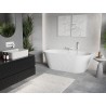 Mexen Oris vabad seisev seinaga ribitud vann 150 x 75 cm, valge, valge ülevool - 52871507500-20