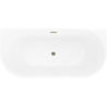 Mexen Oris vrijstaande geribbelde badkuip tegen wand 150 x 75 cm, wit, overloop goud - 52871507500-50