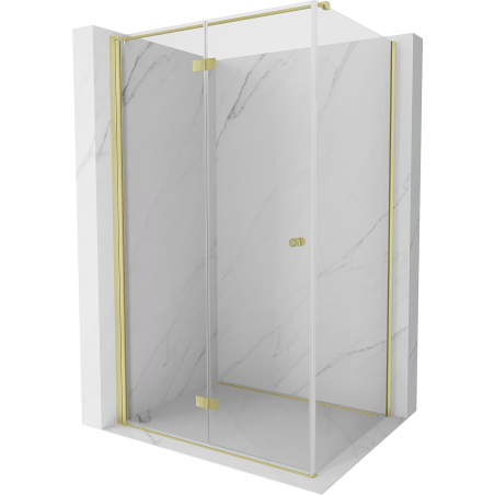 Mexen Mist-F folding shower cabin left 75 x 100 cm, transparent, brushed gold - 8A6T-075-100-55-00-L