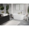 Mexen Oris freistehende, gerillte Wanne an der Wand 150 x 75 cm, weiß, Überlauf gold gebürstet - 52871507500-55