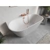 Mexen Oris freistehende geriffelte Wandbadewanne 150 x 75 cm, weiß, Überlauf Roségold - 52871507500-60