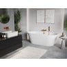 Mexen Oris freistehende geriffelte Wandbadewanne 150 x 75 cm, weiß, Überlauf Roségold - 52871507500-60