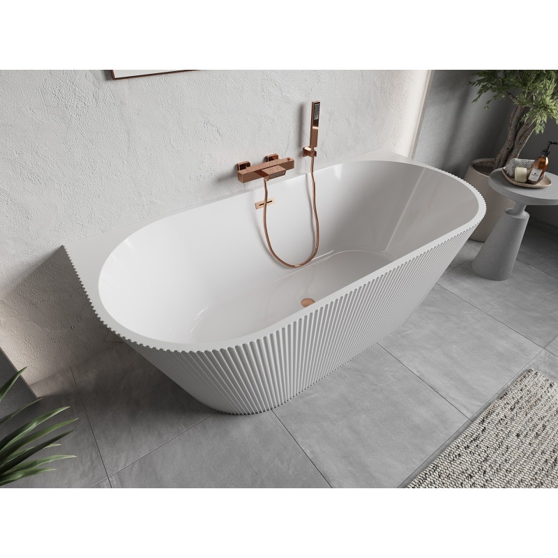 Mexen Oris samostojeća nabrana kada uz zid 150 x 75 cm, bijela, prelivna četkana bakar - 52871507500-65