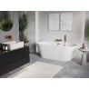 Mexen Oris freistehende wandnahe gerillte Wanne 150 x 75 cm, weiß, Überlauf gebürstetes Kupfer - 52871507500-65