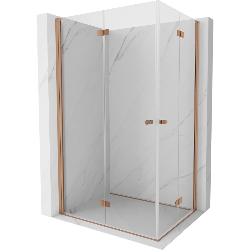Mexen Mist-F Duo foldable shower enclosure left 85 x 75 cm, transparent, brushed copper - 8A6-085L-075P-65-00