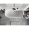 Mexen Oris freistehende Wandbadewanne geriffelt 150 x 75 cm, weiß, Überlauf schwarz - 52871507500-70