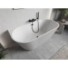 Mexen Oris freistehende Wandbadewanne geriffelt 150 x 75 cm, weiß, Überlauf schwarz - 52871507500-70