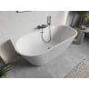 Mexen Oris frei stehende geriffelte Wanne 150 x 75 cm, weiß, Überlauf gun gray gebürstet - 52871507500-66