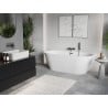 Mexen Oris frei stehende geriffelte Wanne 150 x 75 cm, weiß, Überlauf gun gray gebürstet - 52871507500-66