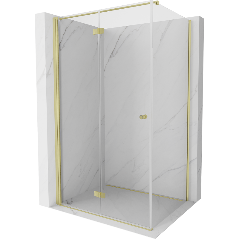 Mexen Mist-F T faltbare Duschkabine links 100 x 110 cm, transparent, gold gebürstet - 8A6T-100-110-55-00-L