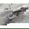 Mexen Oris freistehende, wandnahe, gerillte Wanne 150 x 75 cm, weiß, Überlauf gun metal - 52871507500-95