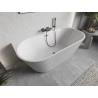 Mexen Oris wanna wolnostojąca przyścienna ryflowana 150 x 75 cm, biała, przelew gun metal - 52871507500-95