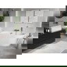 Mexen Oris freistehende, wandnahe, gerillte Wanne 150 x 75 cm, weiß, Überlauf gun metal - 52871507500-95