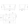Mexen Oris freistehende wandstehende gerillte Badewanne 150 x 75 cm, weiß, Überlauf gebürsteter Nickel - 52871507500-97