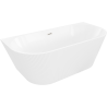 Mexen Oris freistehende wandstehende gerillte Badewanne 150 x 75 cm, weiß, Überlauf gebürsteter Nickel - 52871507500-97