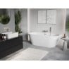 Mexen Oris freistehende wandstehende gerillte Badewanne 150 x 75 cm, weiß, Überlauf gebürsteter Nickel - 52871507500-97