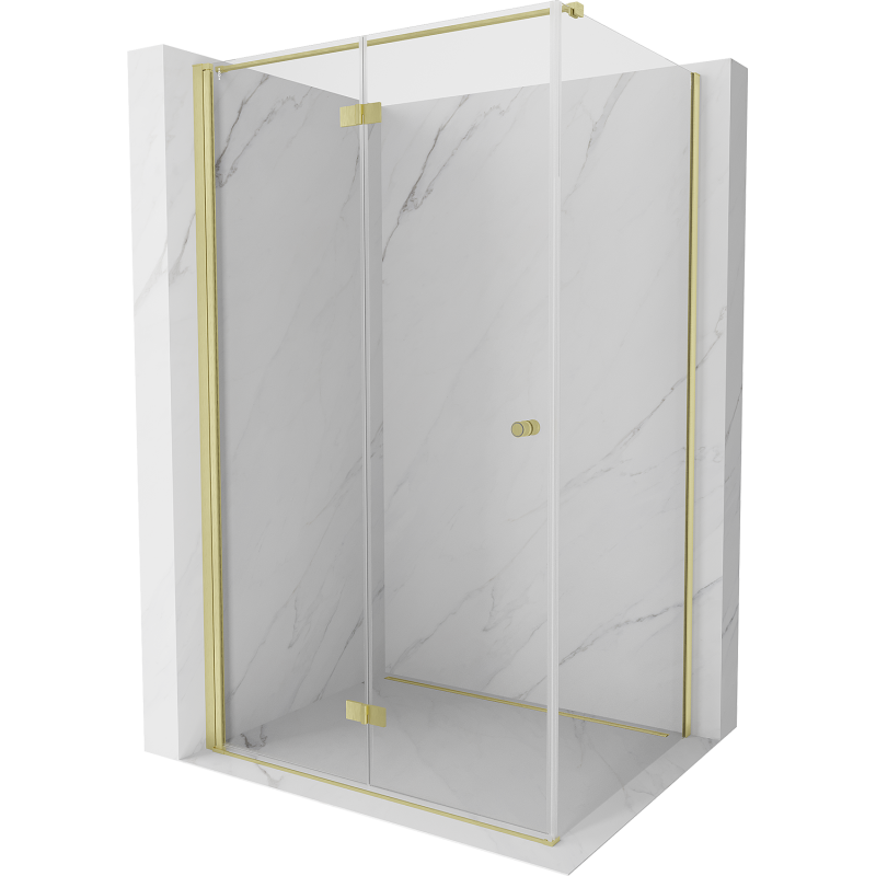 Mexen Mist-F T faltbare linke Duschkabine 85 x 120 cm, transparent, gebürstetes Gold - 8A6T-085-120-55-00-L