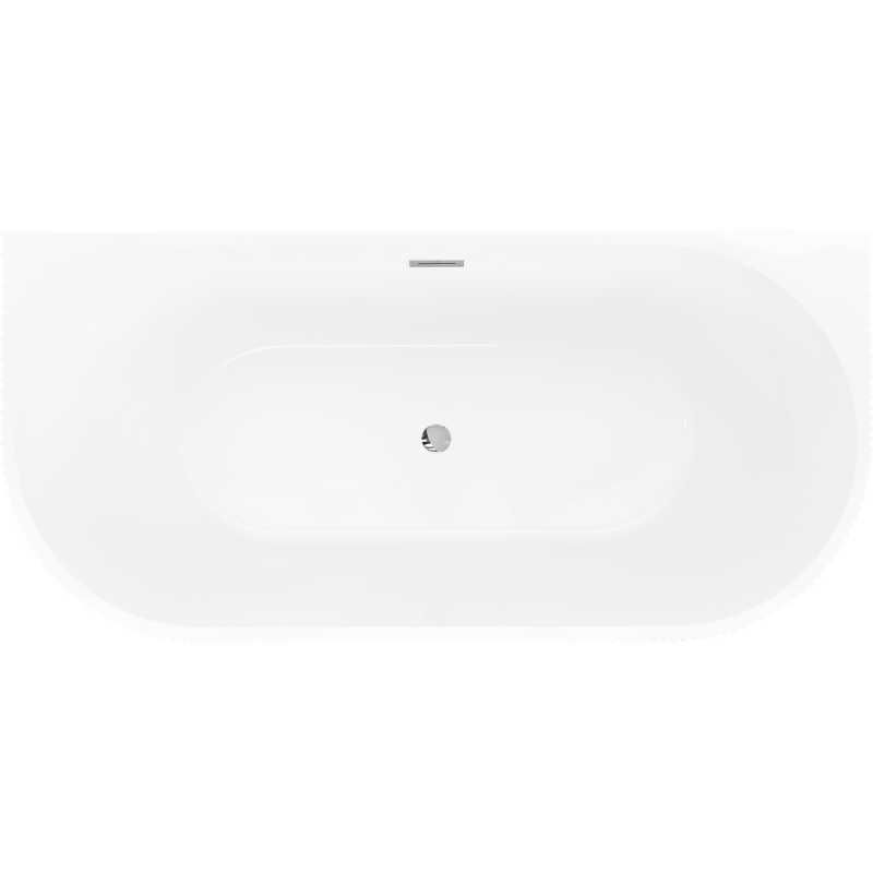 Mexen Oris wanna wolnostojąca przyścienna ryflowana 150 x 75 cm, biała/szara, przelew chrom - 52871507562-01