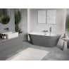 Mexen Oris freistehende wandstehende geriffelte Badewanne 150 x 75 cm, weiß/grau, Überlauf chrom - 52871507562-01