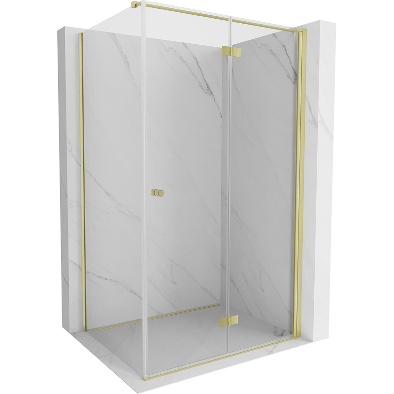 Mexen Mist-F foldable shower enclosure right 100 x 85 cm, transparent, brushed gold - 8A6T-100-085-55-00-P