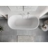 Mexen Oris freistehende Wanne, geriffelt 150 x 75 cm, weiß/grau, Überlauf weiß- 52871507562-20