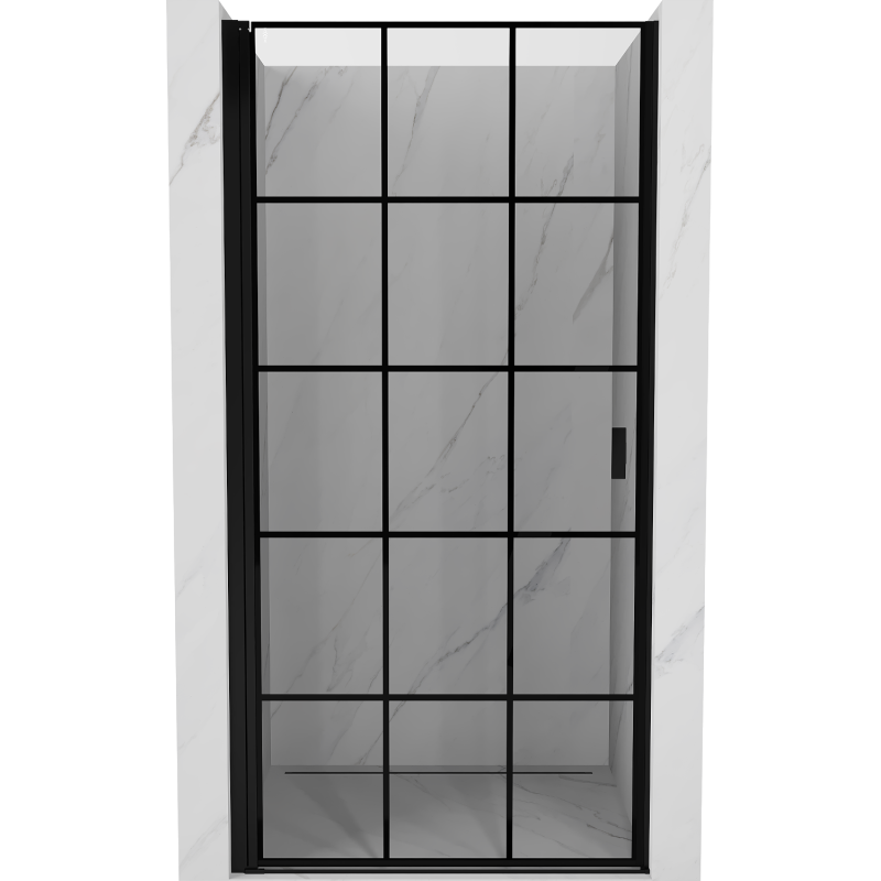 Mexen Mist-B Duschdrehtür links 90 cm, schwarzes Gitter, schwarz - 8A2-090-000-70-77-L