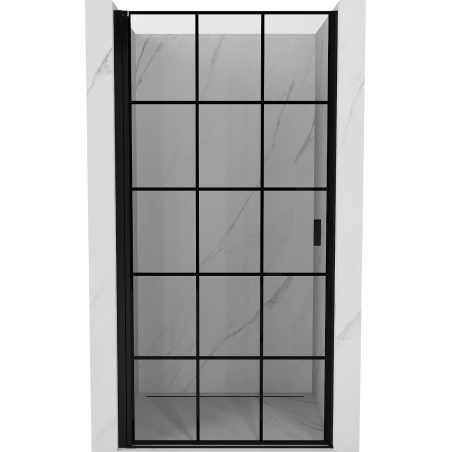 Mexen Mist-B Duschdrehtür links 90 cm, schwarzes Gitter, schwarz - 8A2-090-000-70-77-L