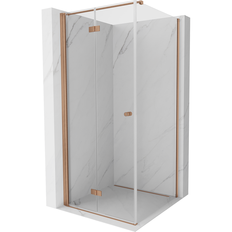 Mexen Mist-F T Duschkabine klappbar links 75 x 75 cm, transparent, gebürstetes Kupfer - 8A6T-075-075-65-00-L