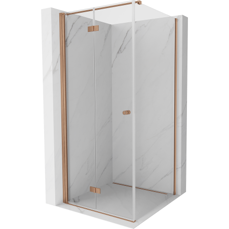 Mexen Mist-F T Duschkabine klappbar links 75 x 75 cm, transparent, gebürstetes Kupfer - 8A6T-075-075-65-00-L