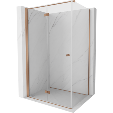 Mexen Mist-F cabine de douche pliante gauche 80 x 75 cm, transparent, cuivre brossé - 8A6T-080-075-65-00-L