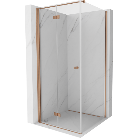 Mexen Mist-F T cabine de douche pliante gauche 80 x 80 cm, transparent, cuivre brossé - 8A6T-080-080-65-00-L
