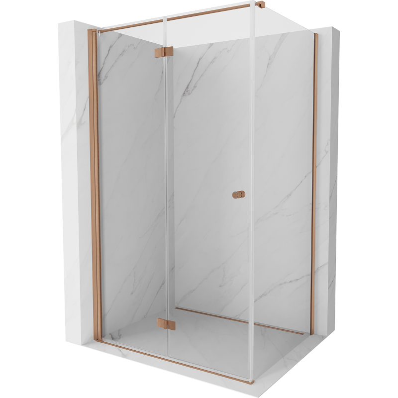 Mexen Mist-F folding shower enclosure left 80 x 95 cm, transparent, brushed copper - 8A6T-080-095-65-00-L