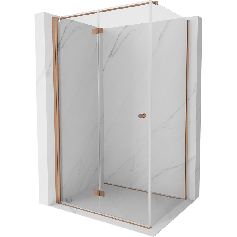 Mexen Mist-F T Duschkabine links faltbar 75 x 120 cm, transparent, gebürstetes Kupfer - 8A6T-075-120-65-00-L